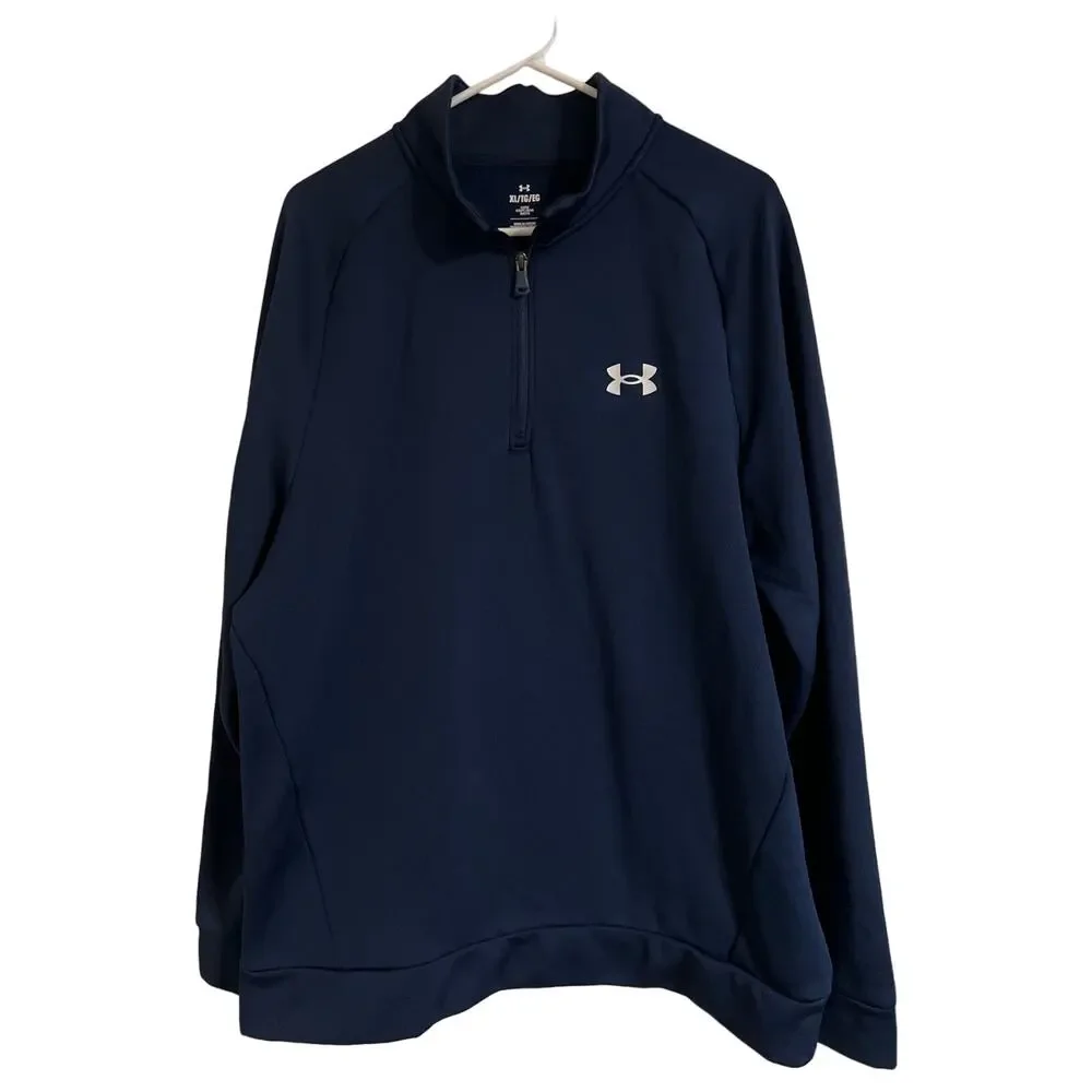 Under Armour Men’s XL Navy 1/4 Zip Jacket Loose Fit Soft Warm UA 1373400.
